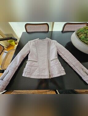 ASOS faux Leather Padded Motorcycle Jacket Lavender Asymmetrical Closure S /XS